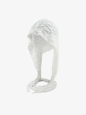 Vintage Lace Hollow Crochet Long Strap Headscarf Hat - Beige / ONE SIZE