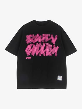 Thesupermade Creative Alphabet Printed T-Shirt - Black / XL