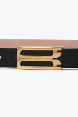 Victoria Beckham Dorian Frame Belt Croc Embossed Leather - 100CM - Womens