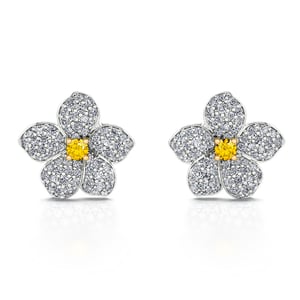 Jeulia Almond Blossoms Design Round Cut Sterling Silver Earrings
