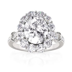 Jeulia Classic Halo Oval Bouquet Engagement Eternity Ring