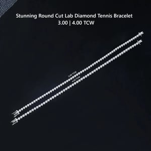 Round Cut Lab Grown Diamond Tennis Bracelet -  3.00 | 4.00 TCW - 3.00 TCW / 10K Solid Gold / 6.00 inches
