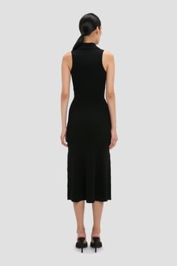 Victoria Beckham Mira Midi Dress In Black - XL - Womens
