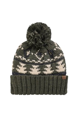 Weird Fish Scotsdale Fair Isle Bobble Hat Deep Lichen Green Size ONE