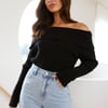 Winter Date Night Knit Top Black