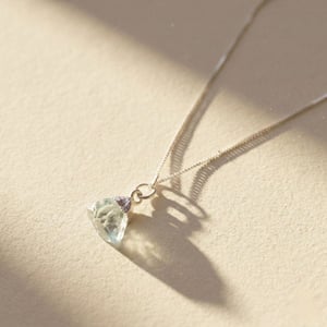 Raw Aquamarine Sterling Silver March Birthstone Necklace