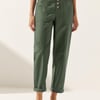 Linen Simple Button Fly Trousers HEIDI - Forest Green / M