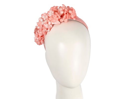 Coral flower fascinator headband