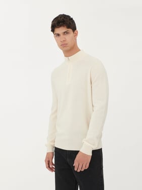 Essential Half-Zip Cashmere Sweater - 3XL / White / MK07-01