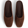 Chocolate Brown Suede Ballet Mules