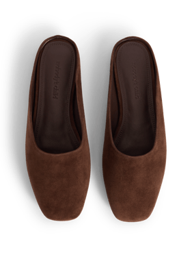 Chocolate Brown Suede Ballet Mules