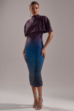 AKIRA Chic Af Rhinestone Midi Dress | Size XL
