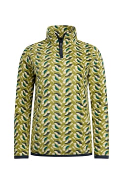 Weird Fish Reena 1/4 Zip Printed Microfleece Warm Olive Size 18