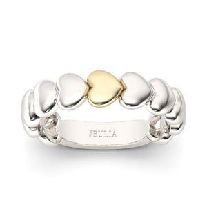 Jeulia Two Tone Heart Shape Sterling Silver Women's Band