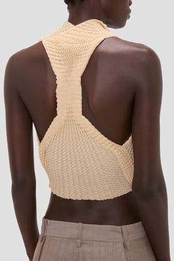 Victoria Beckham Draped Sleeveless Top In Sandstone - XL - Womens