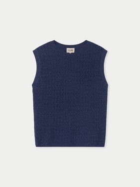 Ajour Knit Crewneck Cashmere Vest - 2XL / crown blue / WK1033-1371/0000