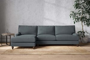 nkuku Marri Left Hand Chaise Sofa | Make To Order | Grand | Brera Linen Dusk