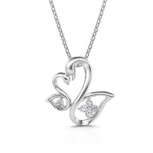 Jeulia "Graceful love" Swan Design Sterling Silver Necklace
