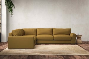 nkuku Guddu Large Left Hand Corner Sofa | Make To Order | Recycled Cotton Ochre | No Colour