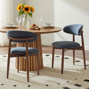 COLAMY NOYA Mid-Century Modern Upholstered Dining Chair - Blue / Set of 2 ($85/pc)