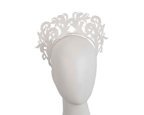 Modern ivory crown racing fascinator by Max Alexander