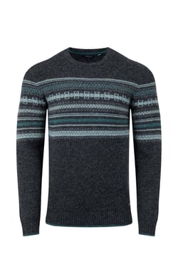 Weird Fish Orson Fair Isle Crew Neck Jumper Black Size 5XL