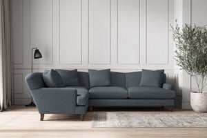 nkuku Deni Large Left Hand Corner Sofa | Make To Order | Brera Linen Dusk | No Colour