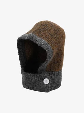 Retro Color-Block Chunky Knit Balaclava Hats - Coffee / One size