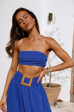 Iconic Revival Crop Blue