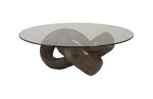 Trifoil Coffee Table, Bronze W/ Glass