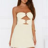 Seashell Island Strapless Mesh Mini Dress Yellow