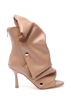 AKIRA Azalea Wang Birdsong Snap Open-Toe Bootie In Mocha | Brown | Size 11