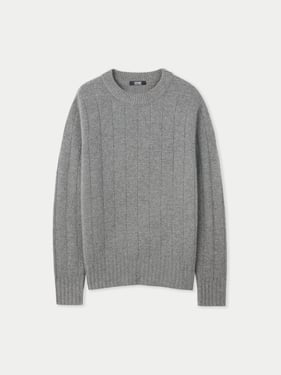 Square-Patterned Cashmere Sweater - 2XL / dim gray / MK230-1300