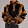 AKIRA Twister Patchwork Faux Fur | Brown | Size 1X