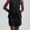 Hemp Vest Jacket Set in Black - Black / L