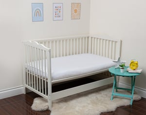 QE Home Bamboo Cotton Crib in Sized Fitted Sheet in White