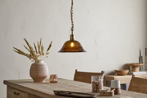 nkuku Keju Organic Shape Recycled Glass Pendant | Lights | One Size | Dark Amber