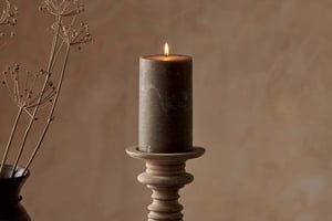 nkuku Rustic Soy Blend Pillar Candle | Candles & Home Fragrance | Large | Olive Green