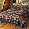 QE Home Deer Creek Cotton Quilt Set, Scenic, Brown, Queen