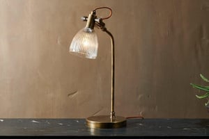 nkuku Rarni Recycled Glass Table Lamp | Lamps | One Size | Antique Brass