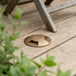 Blades IP67 recessed deck light in aged brass