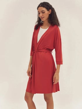 Bamboo Kimono Robe EVE - Christmas Red / XXL