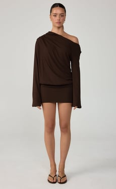 Embry Long Sleeve Mini Dress (Chocolate) - US 8