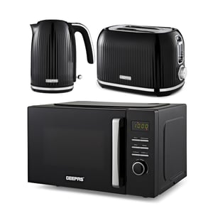 Fluted 23L Digital Microwave Oven, 1.7L Kettle & 2-Slice Toaster Set