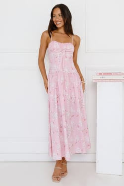 Palm Dreams Midi Dress Pink