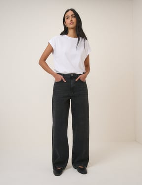 Black Wide Leg Stepney Loose Jeans