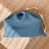 100% Linen Solid-Color Drawstring Storage Bag - Mist Blue / One Size