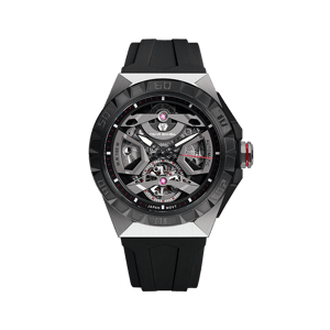 TSAR BOMBA Elemental Series Silver Black Men's Automatic Mechanical Watch 閳ワ拷Stainless Steel Bezel & Case, Skeleton Dial, Sapphire Crystal, Fluororubber Strap, 100M Water Resistance, A+ Luminous