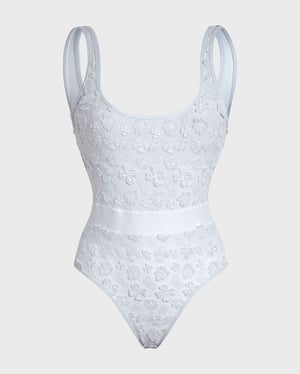Vilebrequin - Women One-piece Swimsuit Embroidered Flowers - Swimwear - Fashion - White - Size XL