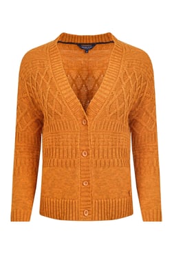Weird Fish Amiens Mixed Stitch Cardigan Nut Size 22